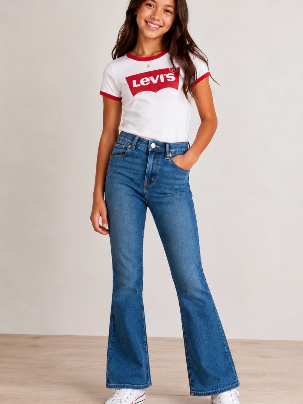 Levi’s 726 High Rise Flare Jeans Girls Size 12 Stretch Medium Wash NWT